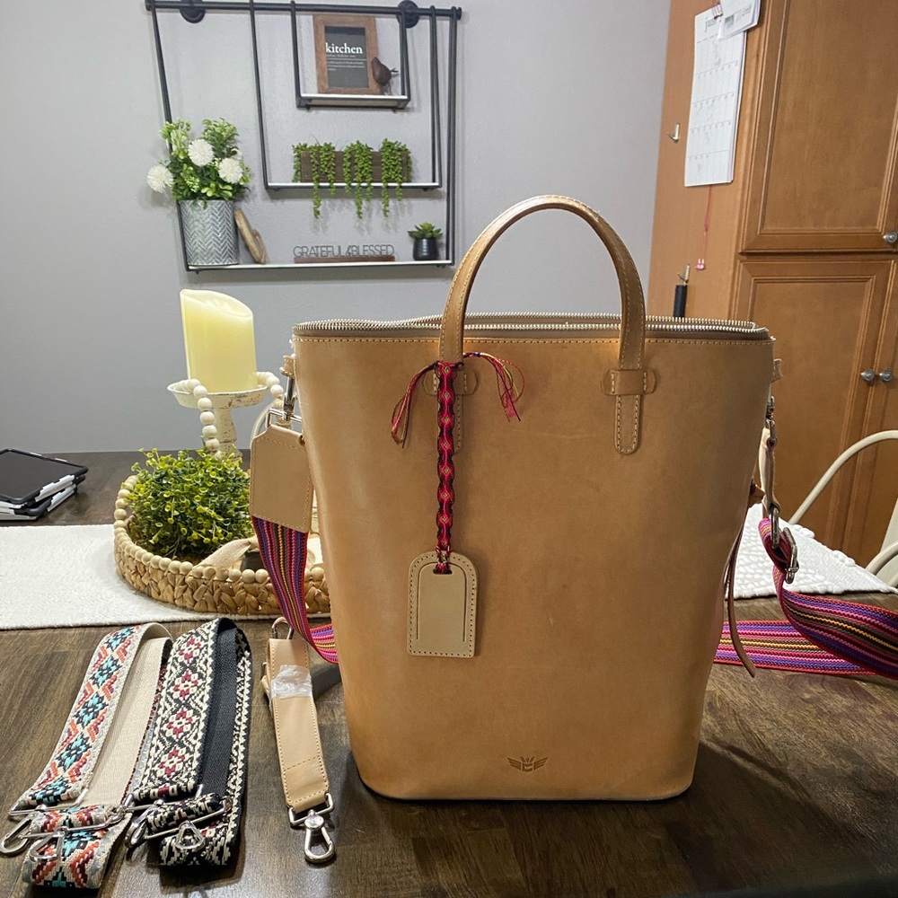 Consulea Diego tan leather sling back & 2 straps